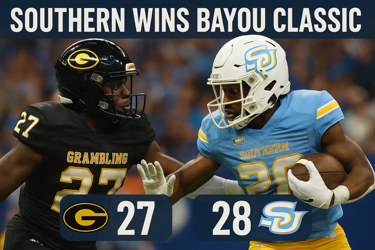 Southern Stuns Grambling 28-27: Jaguars Shock Tigers in 52nd Bayou Classic Thriller